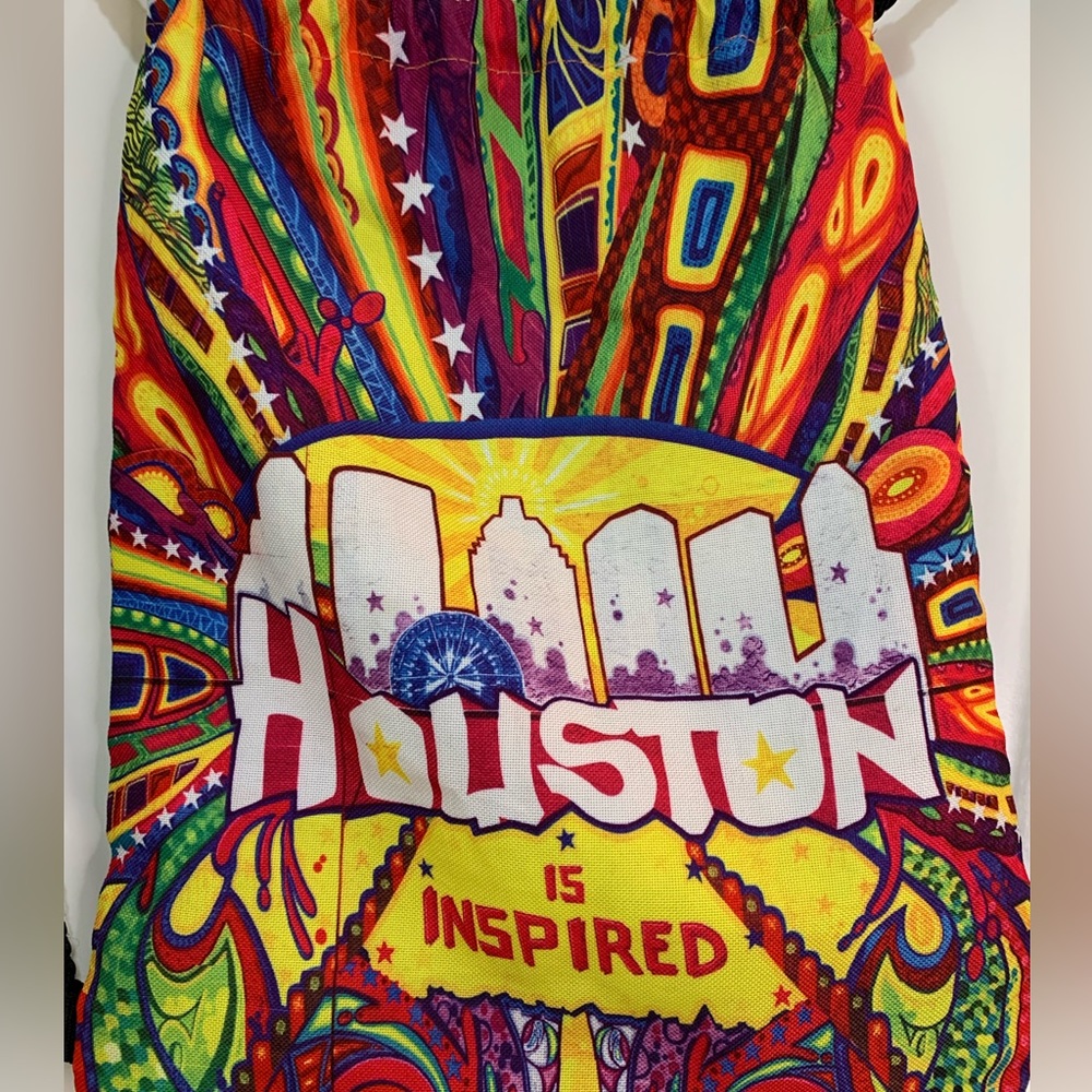 Houston Is Inspired Colorful Drawstring Backpack - Picture 2 of 3